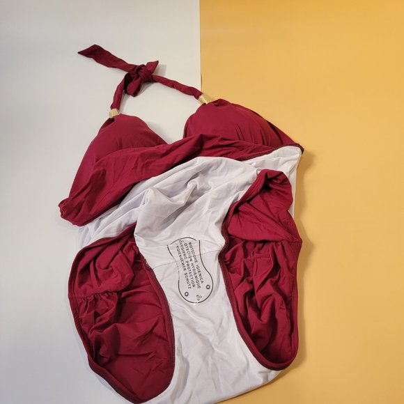 RXRXCOCO Women V Neck One Piece Swimsuits Tummy Control Ruched size X-Large NEW - Picture 9 of 10